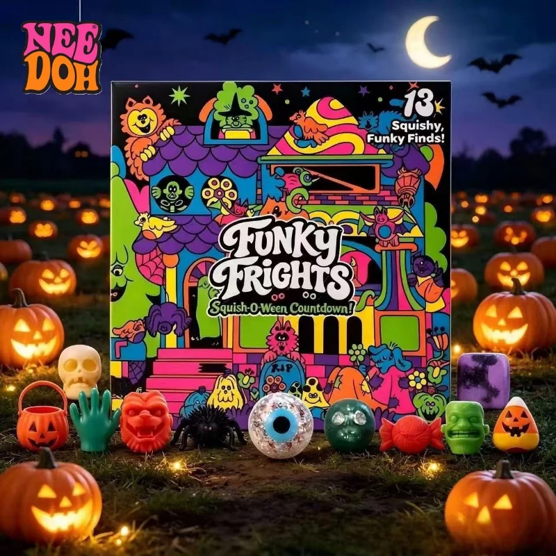 @Needoh Halloween-Party-Adventskalender 13-Tage-Countdown Familie Freunde Überraschungsbox Partygeschenk Gruseliger Squishy-Ball 3D