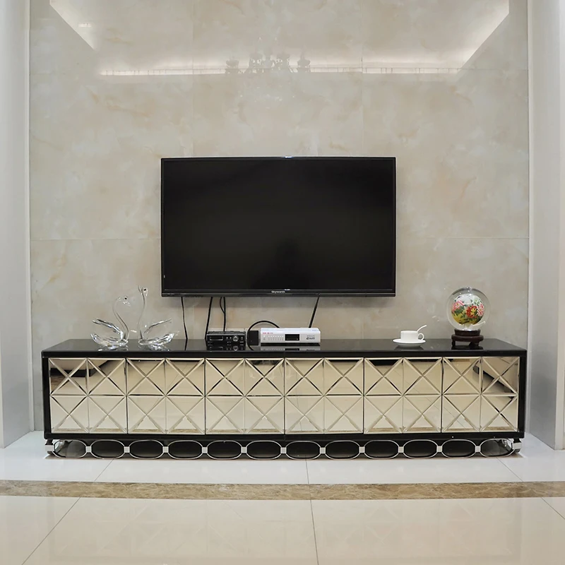 Creative fashion mirror TV cabinet Glass TV cabinet simple neo-classical post-modern mirror furniture