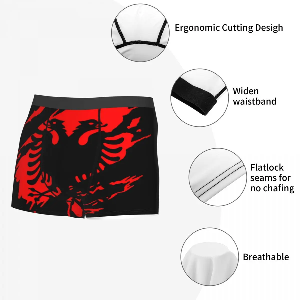 Vintage Flag Of Albania Underwear Male Sexy Printed Customized Albanian Pride Boxer Shorts Panties Briefs Soft Underpants