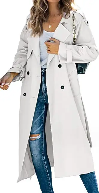 Y2K Women's Trench 2023 Autumn and Winter New Fashion Casual Solid Color Double Breasted Polo Collar Long Sleeve Trench Coat