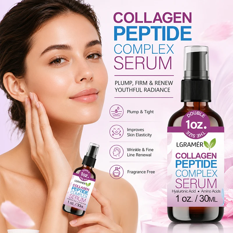 Collagen Peptide Complex Serum 50ml Anti Aging Reduce Fine Lines Firm Brighten Moisturizing Facial Serum with Hyaluronic Acid
