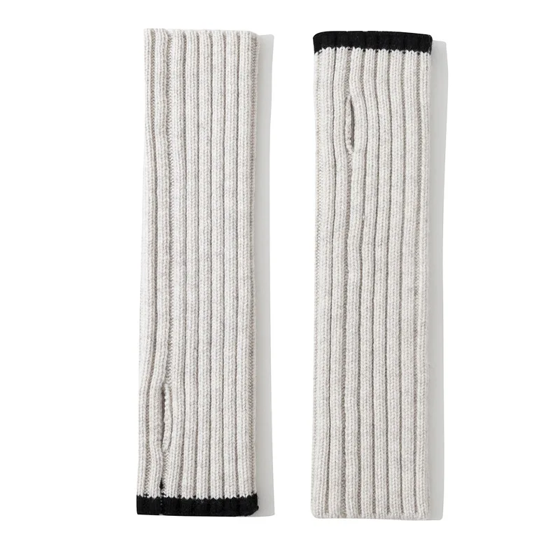 

Warm Wool Knitted Arm Warmers Long Fingerless Elbow Length Thumb Hole Gloves