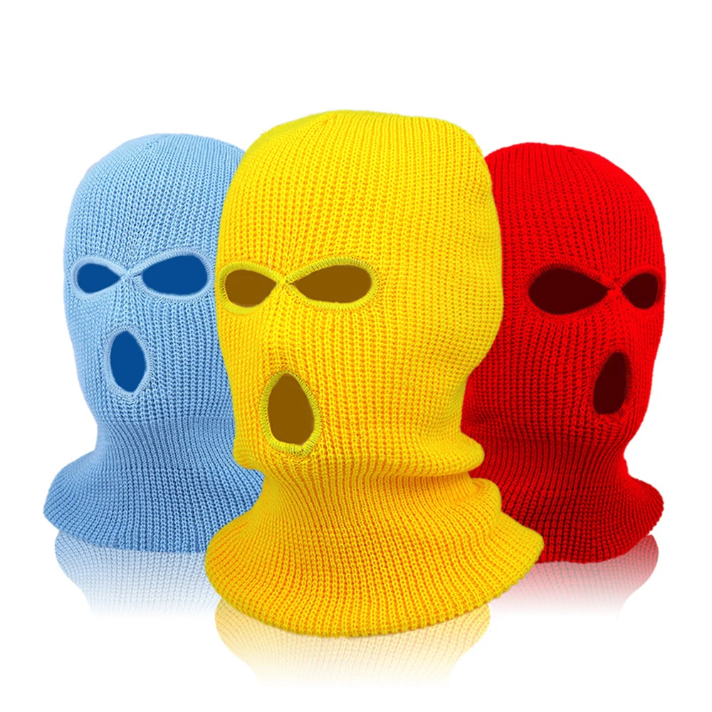 

Solid Color Balaclava Face Mask 3-Hole for Cold Weather, Winter Ski Mask for Men and Women Thermal Cycling Mask Christmas Gift