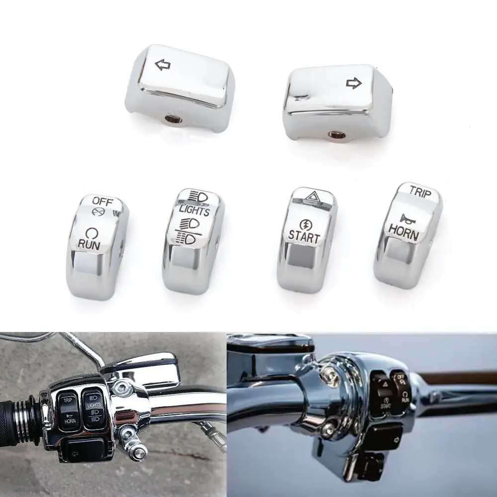 

Motorcycle Chrome Handlebar Control Switch Buttons Caps Cover For Harley Sportster 1200 883 Iron Dyna Softail Fat Boy Street Bob