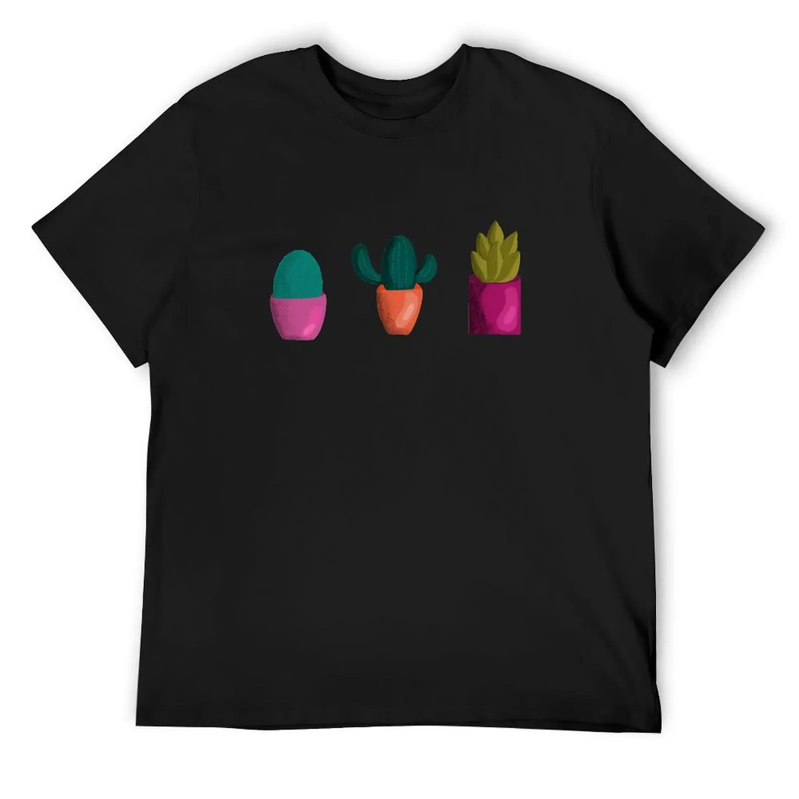 plants in pot- cactus pattern T-Shirt oversized t shirt anime clothes funny t shirts men