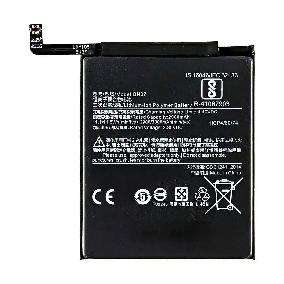 بطارية هاتف محمول BN37 3000Mah تدوم طويلاً لهاتف Xiaomi Redmi 6 شحن سريع