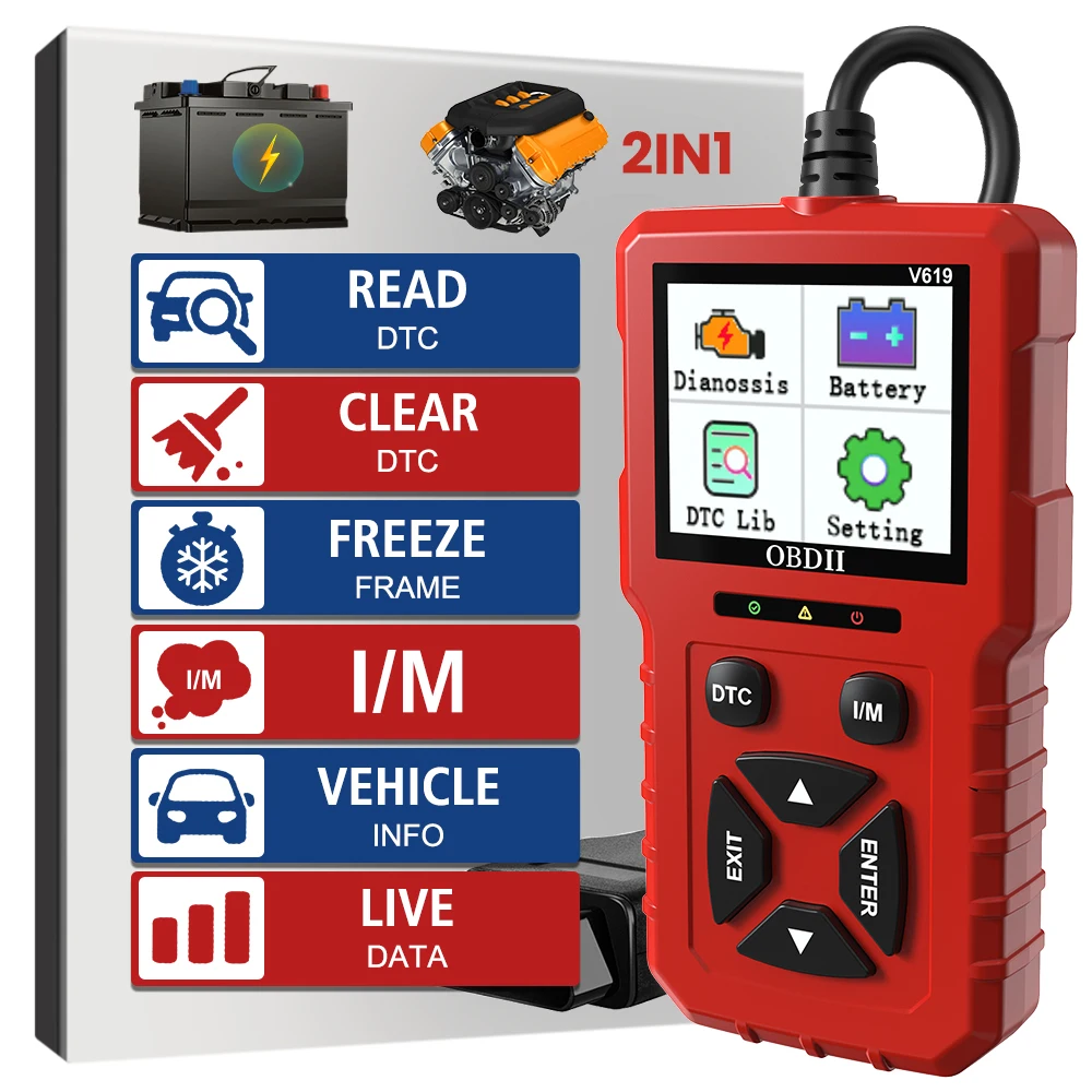 OBD 2 Scanner Car Diagnostic Tool OBD 2 Code Reader Clear Erase Codes Repair Tools Read Clear Fault Scan Tool Auto Accessories Universal