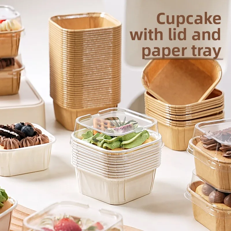 

Одноразовая квадратная чашка для выпечки, коробка для торта с крышкой для домашнего использования, кухонные инструменты для выпечки, посуда для барбекю, коробка для выпечки, духовка Se