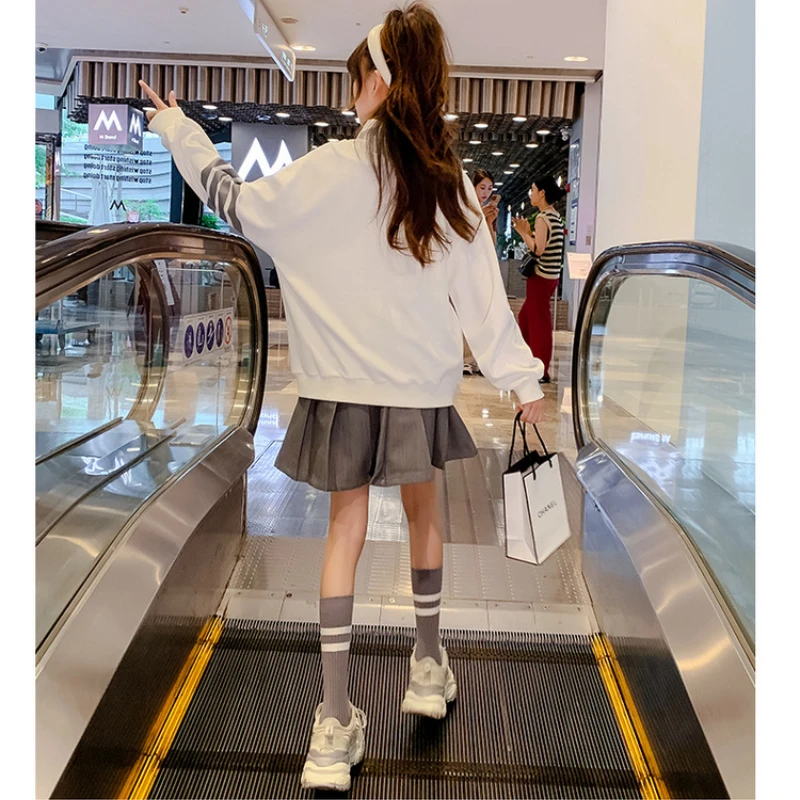 White JK Uniform Girls Autumn Winter long Sleeve Japanese School Uniforms Girls Sailor Sets Pleated Skirt Uniform 4-16Y Costume