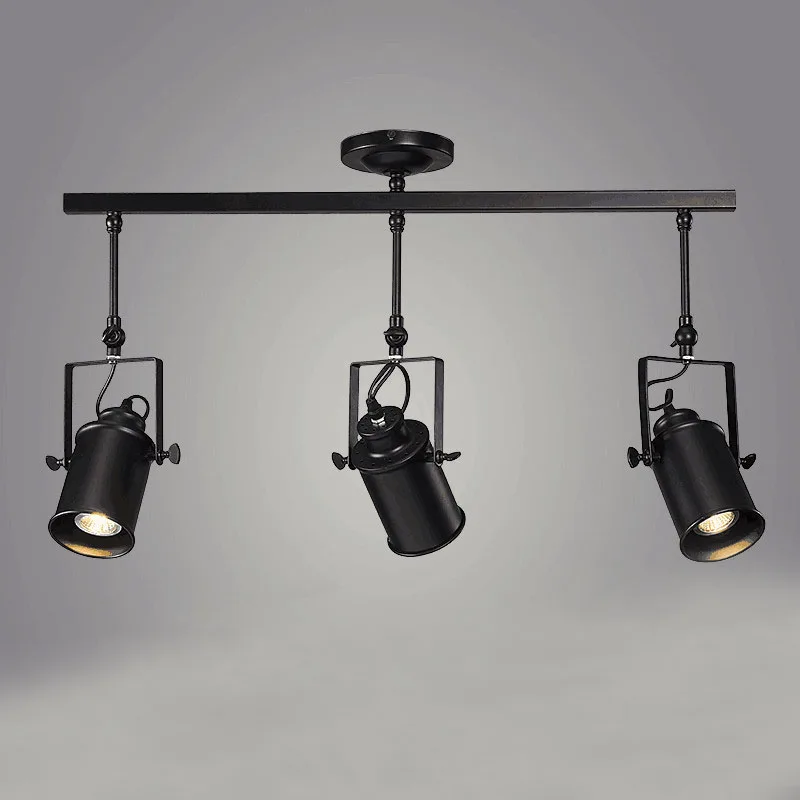 

Retro Industrial LED Track Light Adjustable Creative Spotlight for Bar Clothing Shop Long Rod Iron Shopping Mall Direct Light