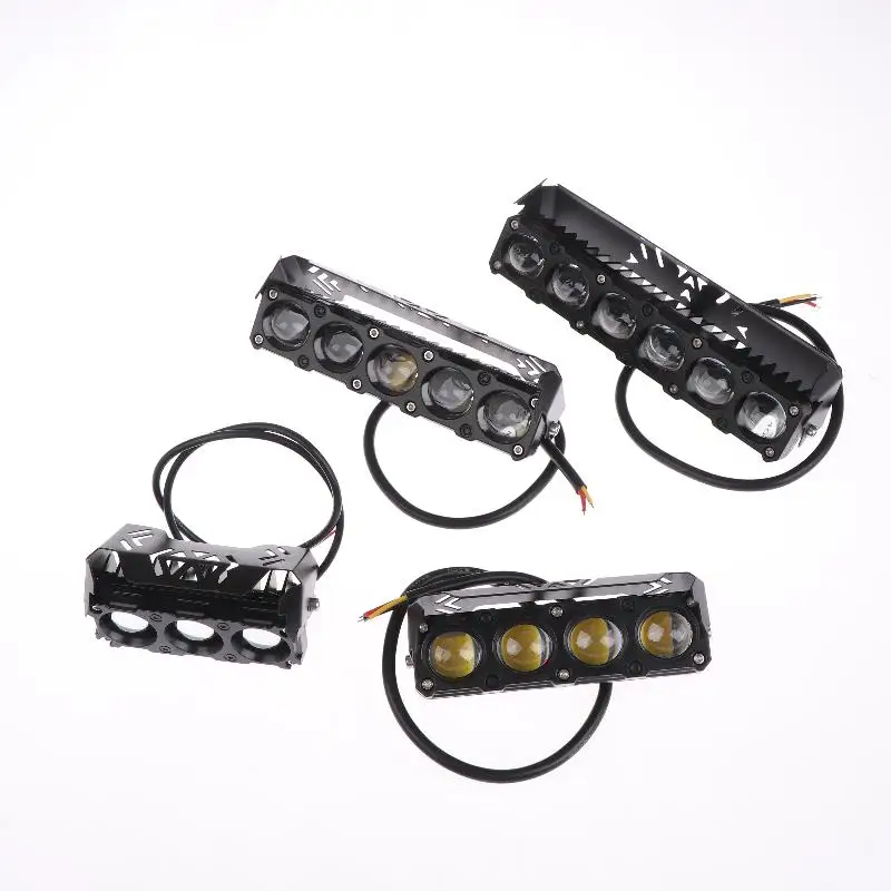 Motocicleta led spot light dupla cor oi/baixo feixe lâmpadas de nevoeiro para caminhões carro suv utv mini lente farol luz condução