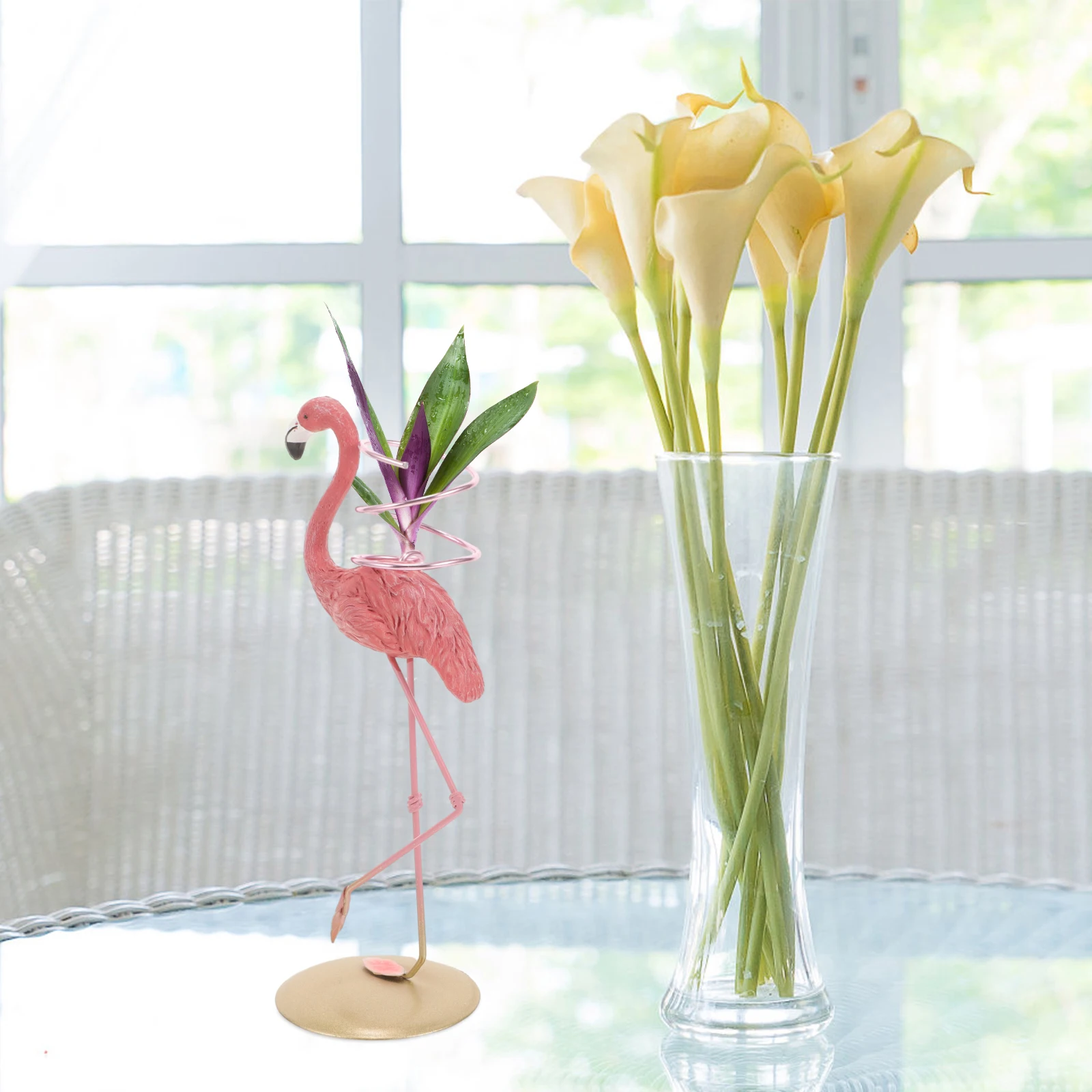 

Air Stand Flamingo Design Resin Holder For Home Office Decor Small Plant Display Rack Air Plants Holder Tabletop Ornament