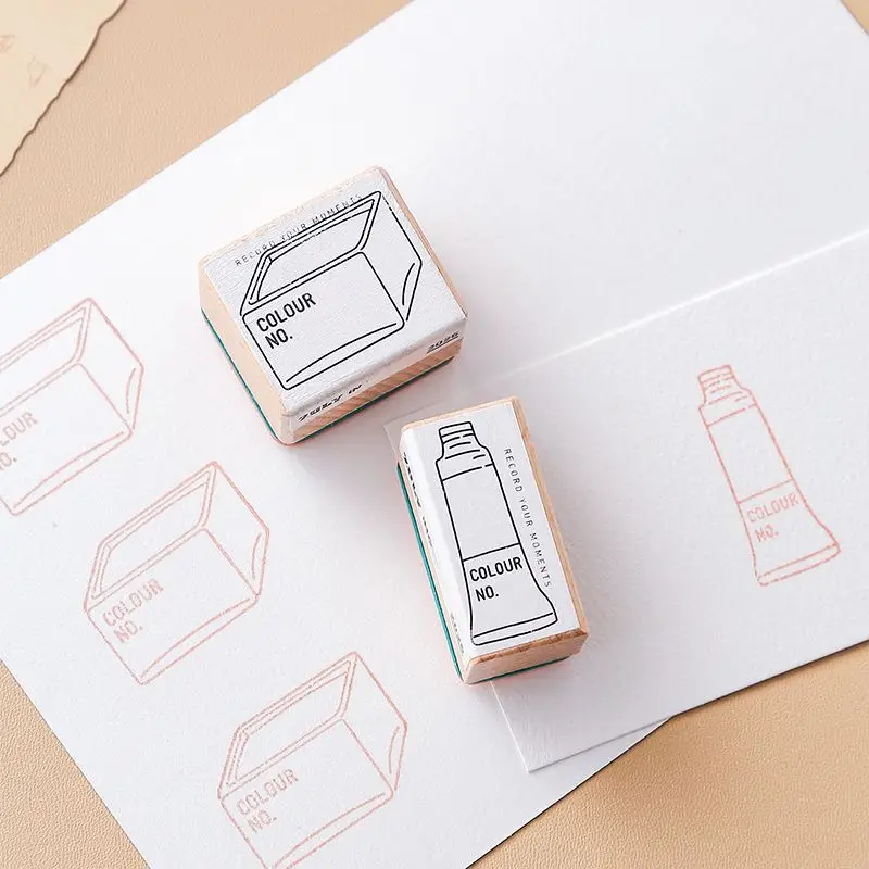 New Watercolor Artist Wooden Rubber Stamp Paint Swatch Color Chart Stamp DIY Sketchbook Decor Art Painting Stationery Supplies