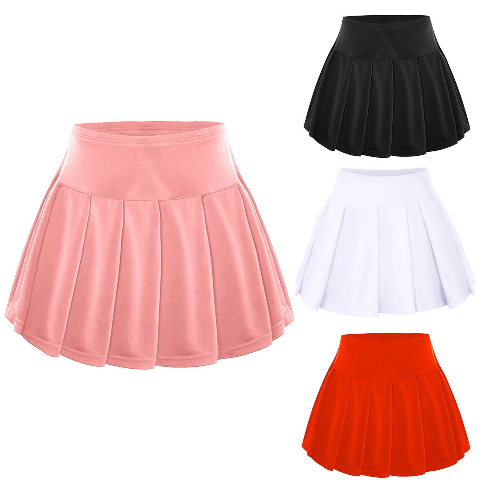 Kids Girls Sport Skirt With Shorts Tennis Golf Badminton Skort Pleated Built-In Shorts Skirts Short Summer Athletic Skirt Girl