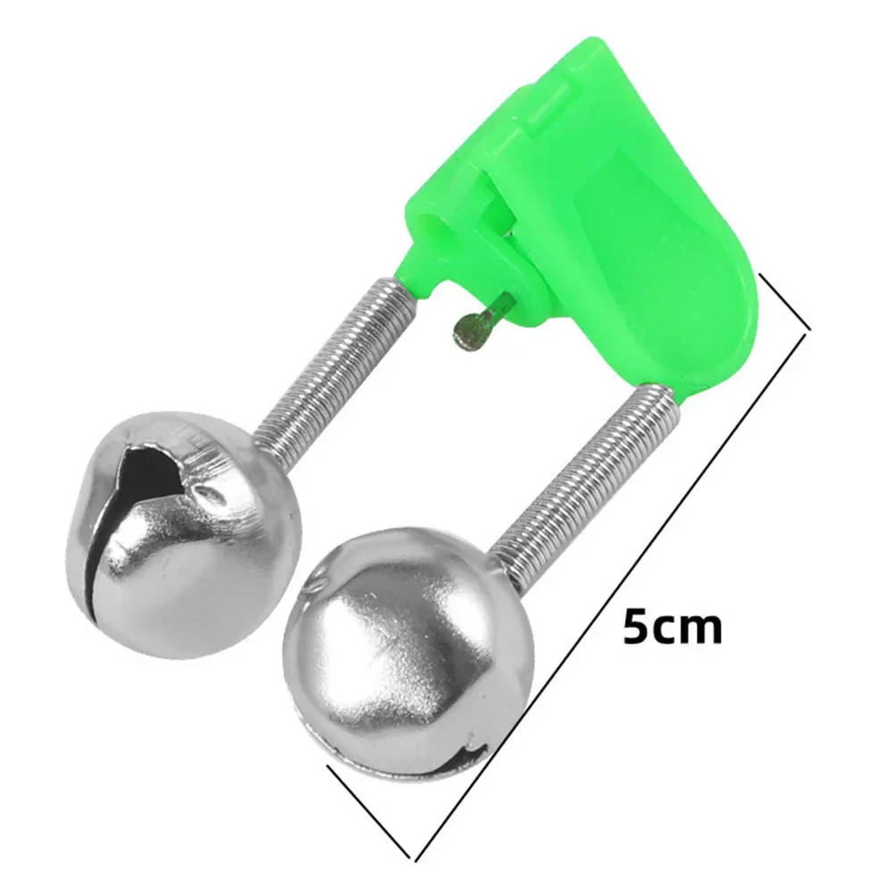 Cloche de pêche à vis avec clip en plastique et ressort, accessoire d\'alarme à double anneau