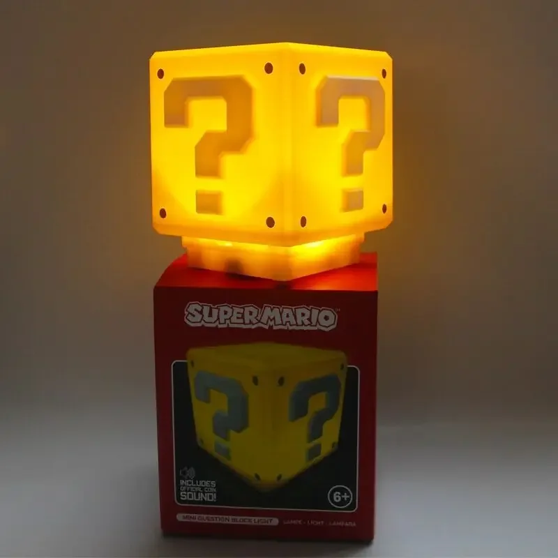 Luz nocturna de Super Mario para niños, juguete creativo de Anime, luz LED con sonido, marcador de preguntas, lámpara de dormitorio con carga USB,