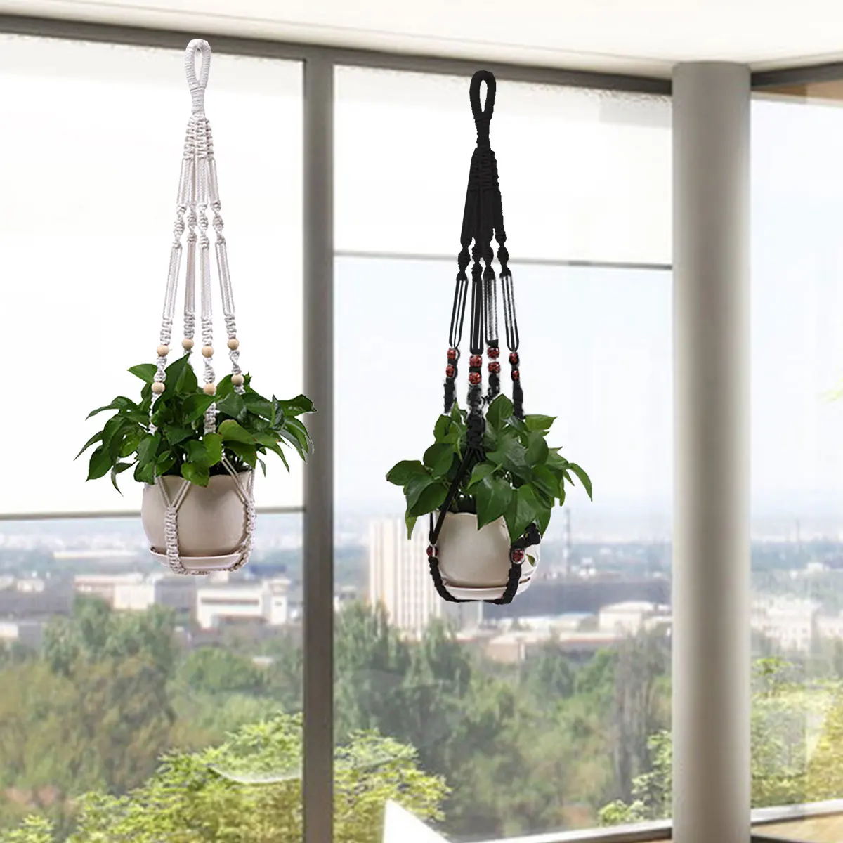 Macrame Plant Hanger Net Hanging Flower Pot Holders Indoor Outdoor Handmade Hanging Planter Basket Boho Decoration