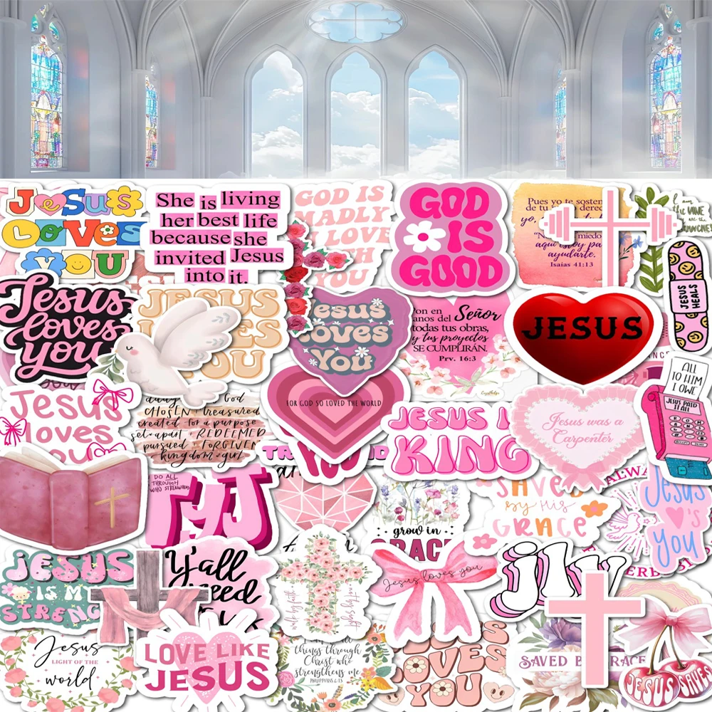 50 roze bijbelzinestickers Engelse inspirerende tekst gepersonaliseerde graffiti bagage waterdichte stickers decoratie