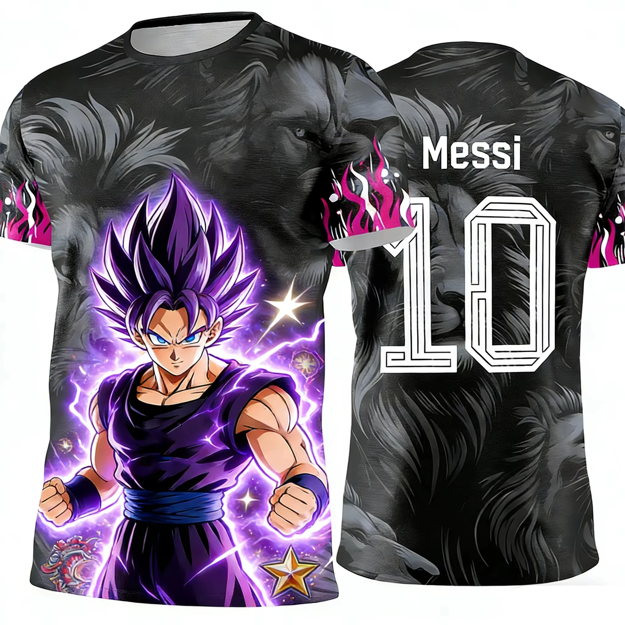 2026 Neues Erwachsenen-Fußballtrikot mit 3D-Druck von Dragon Ball Goku, T-Shirt für Kinder, Anime-T-Shirt, Spezielles Fußballtrikot NR.10 Unisex