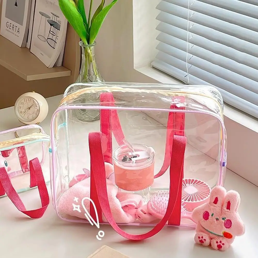 PVC Transparent Jelly Bag Toiletries Bag Cosmetics Bag Makeup Bag Storage Beach Bag Trip Swimming Waterproof Travel Business Bag