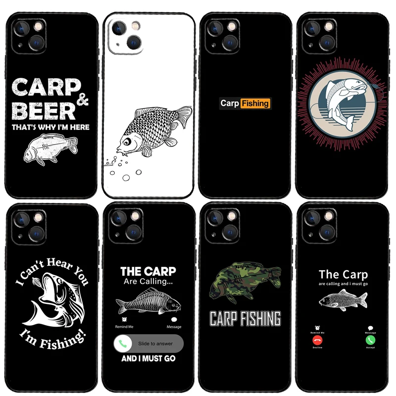 Carp Fishing Case For iPhone 14 15 16 Pro Max 11 12 13 Mini X XR XS Max Plus Phone Back Cover