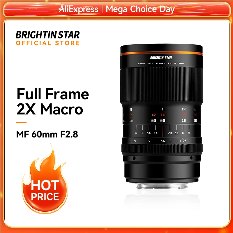 Obiektyw Brightin Star 60mm F2.8 II z 2-krotnym powiększeniem makro, ręcznym ustawianiem ostrości, do aparatów bezlusterkowych Sony E, Canon RF, Nikon Z, Fuji XF