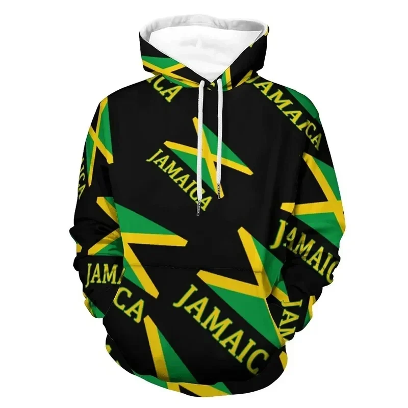 Jamaica Flag Graphic 3D Full Print  Hoodies For Men Jamaican Lion Emblem Printed Hoodie Long Sleeve Hooded Sweatshirt Tops New