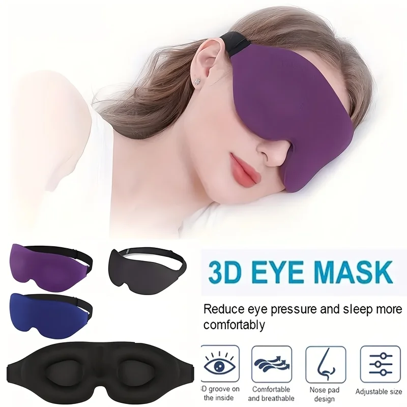 3D three-dimensional eye socket sleep blindfold, zero-pressure eye protection patch, soft and comfortable, helping deep sleep and yoga relaxation; adjustable straps, suitable for various head circumferences, suitable for deep sleep, lunch break, travel view 5