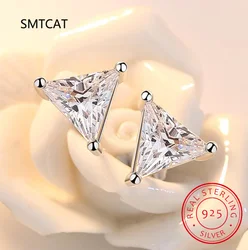 100% 925 Sterling Silver Triangle Cut Created Moissanite Gemstone Wedding Engagement Ear Stud Earrings Fine Jewelry Wholesale