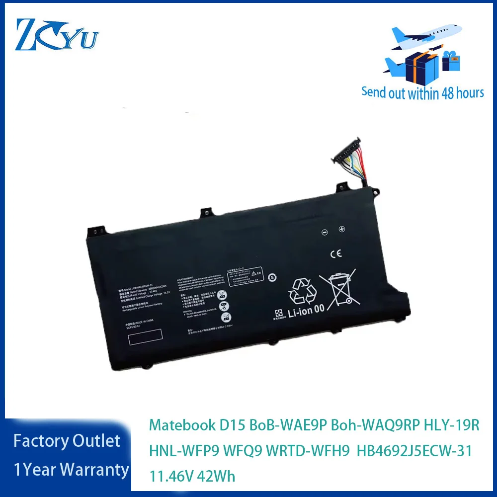 11.46v 42wh HB4692J5ECW-31 bateria para huawei matebook d15 BoB-WAE9P Boh-WAQ9RP HLY-19R HNL-WFP9 wfq9 WRTD-WFH9