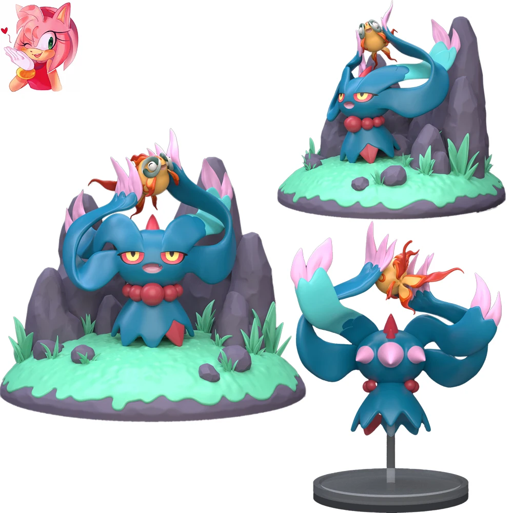 

Cartoon Kawaii Pokemon Flutter Mane Chi-Yu Gk Model Toys 1/20 Scale Anime Figures Collectible Model Toys Pu Resin Pokemon Gifts