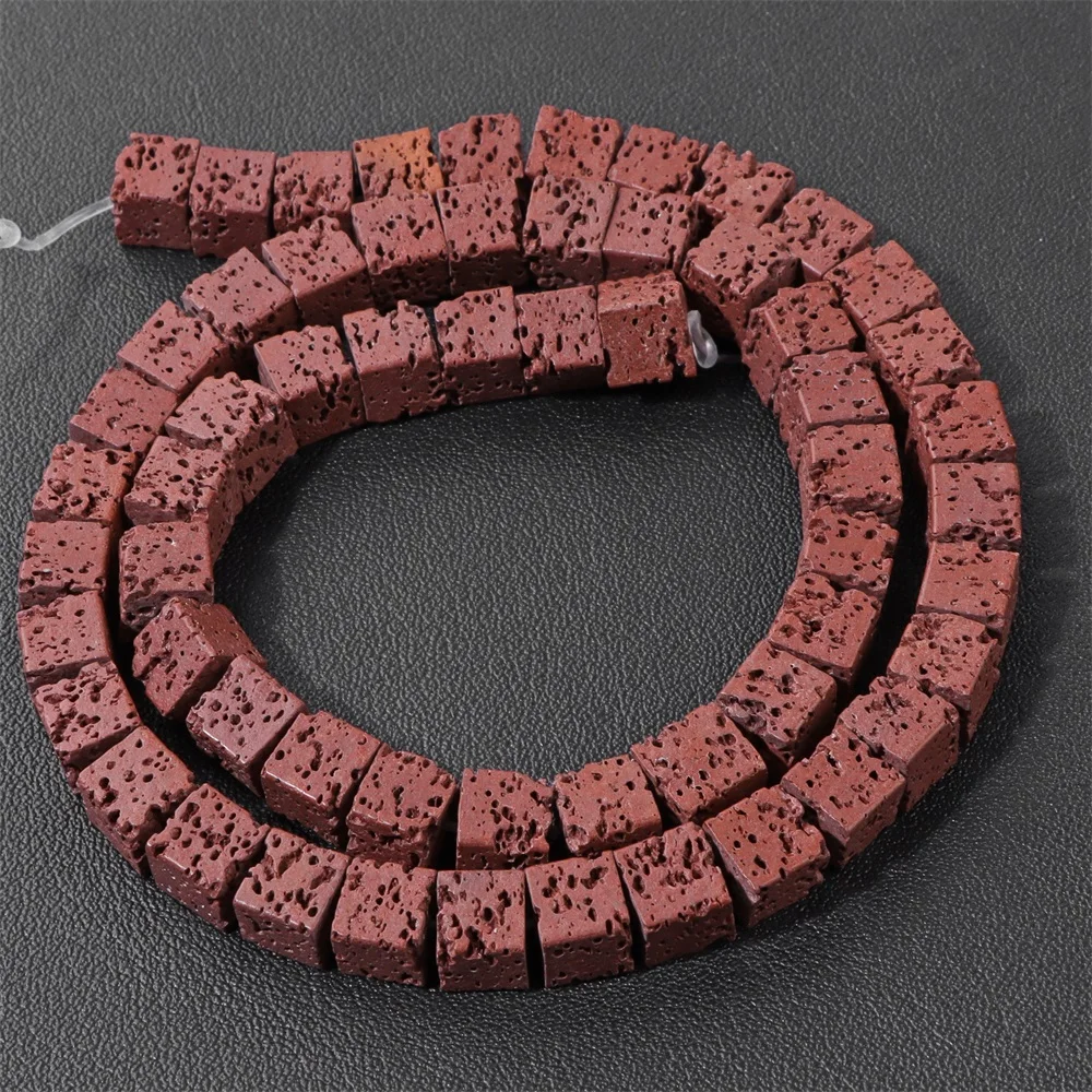 Natural Square Volcanic Lava Bead 4/6mm Dyed Muticolor Lava Stone Beads For Jewelry Making DIY Necklace Bracelet Bulk 15\