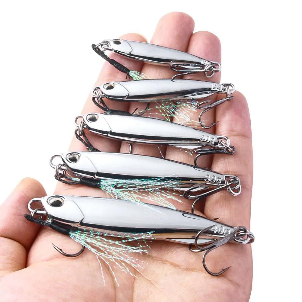 Spoon Metal Jigs bait Silver Plated fishing lures With Hooks 10g 15g 20g 30g 40g Electroplated Fishing lures Bait Mackerel Bass