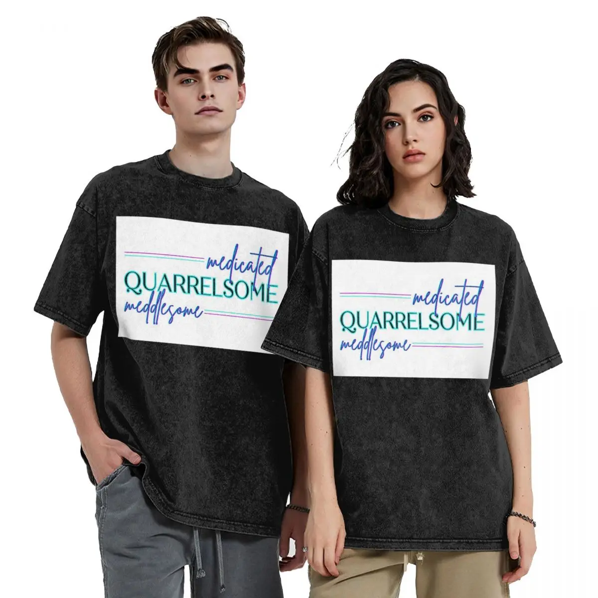 

Medicated And Meddlesome That's Me! Hip Hop Short Sleeve T-Shirts Washed Tops Tees Streetwear T Shirt Printed for Men Women