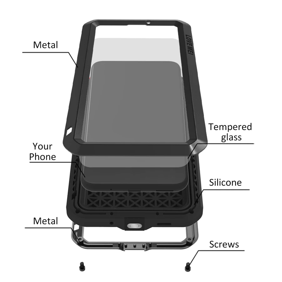 Imagem -02 - Mei-caixa de Metal à Prova de Choque para Huawei Anti-queda Case à Prova de Choque para Mate 30 20 10 Lite Pro P20 P30 P40 Pro Lite Amor