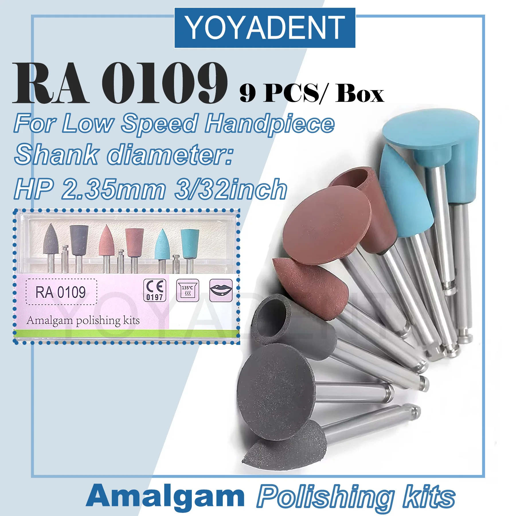 

Dental Polishing Kits RA0109 Dentistry Resin Porcelain Amalgam Polishing Repair Polishing Kit For Low Speed Handpiece 9PCS/Box