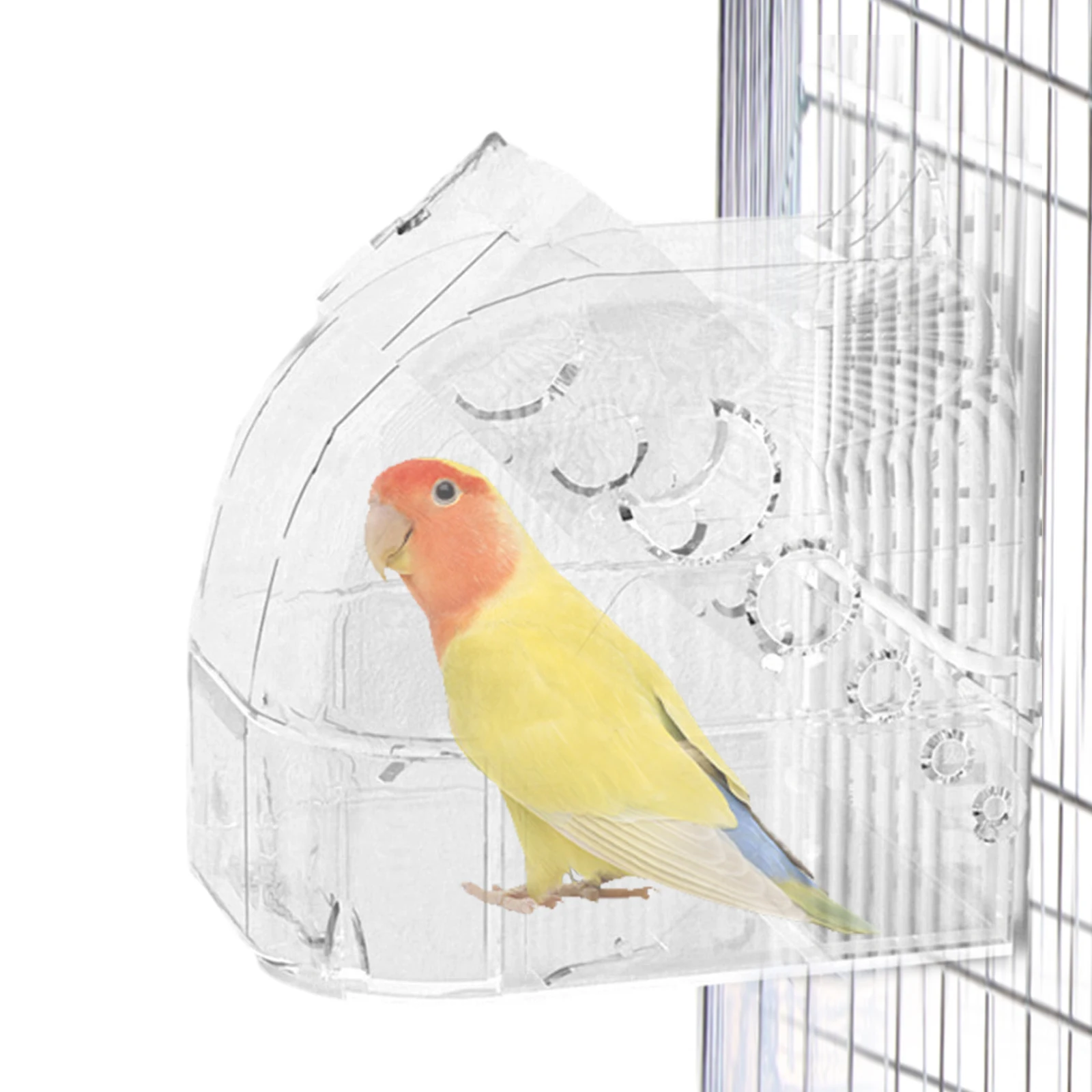 Bird Bath Box Cage Parrot Bathing Tub Container Cage Accessories for Small Birds Parakeet Canary Budgerigar Lovebirds