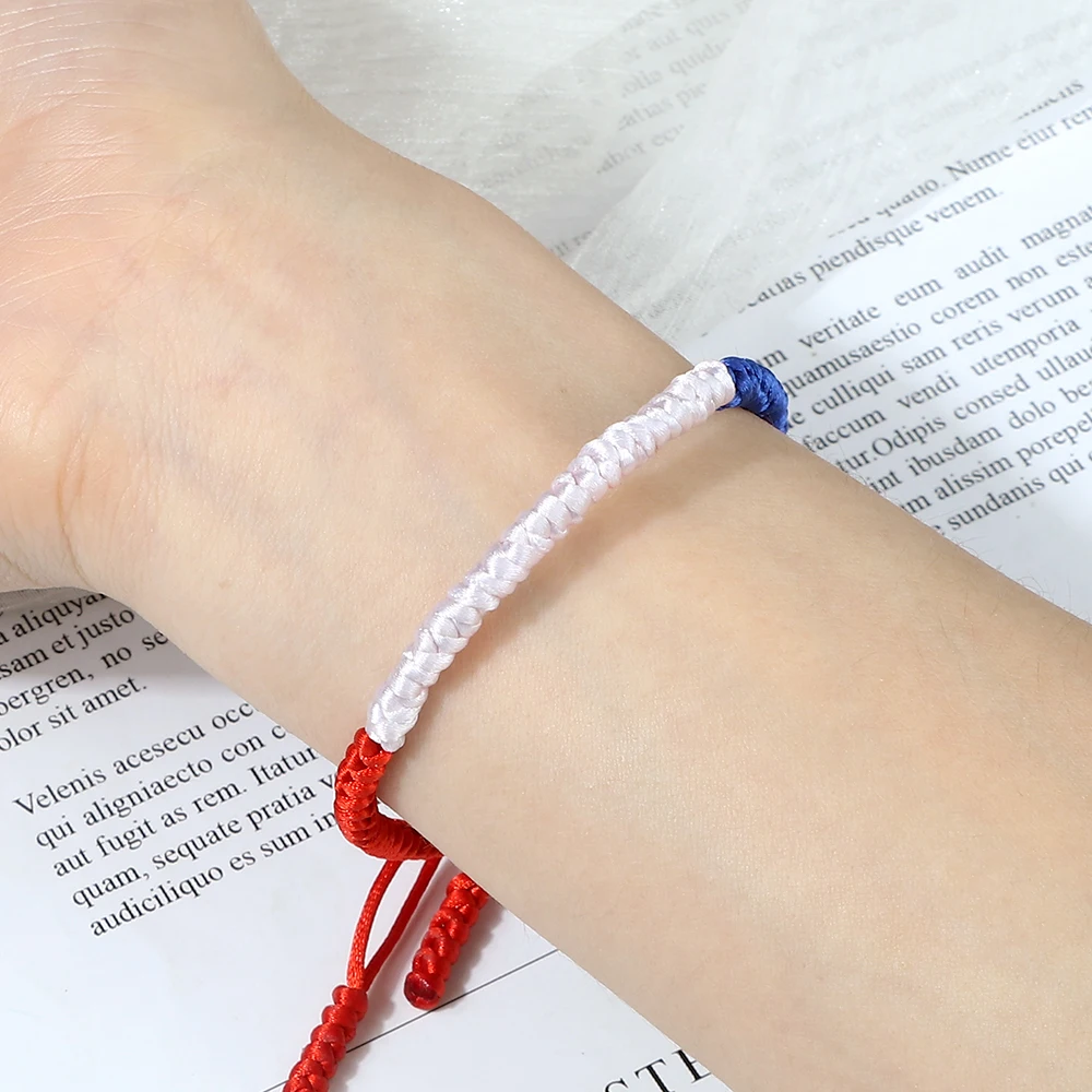 France Mexico Russia Braided Bracelets World Countries Flag Color Blue White Red Thread Adjustable Size Bangle Jewelry Fans Gift