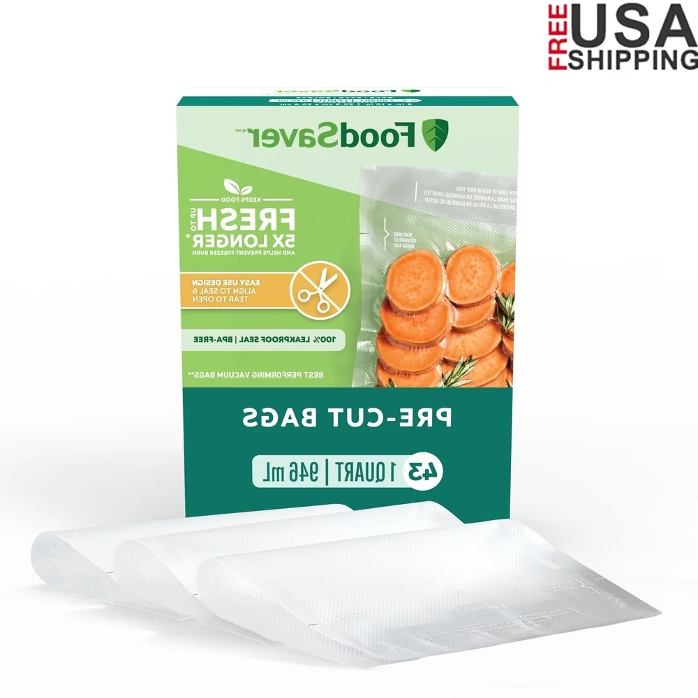 

Easy Open Quart Vacuum Storage Bags 43 Count Leakproof Seal Pre-Cut Food Storage Bags Microwave Sous Vide Freezer Safe