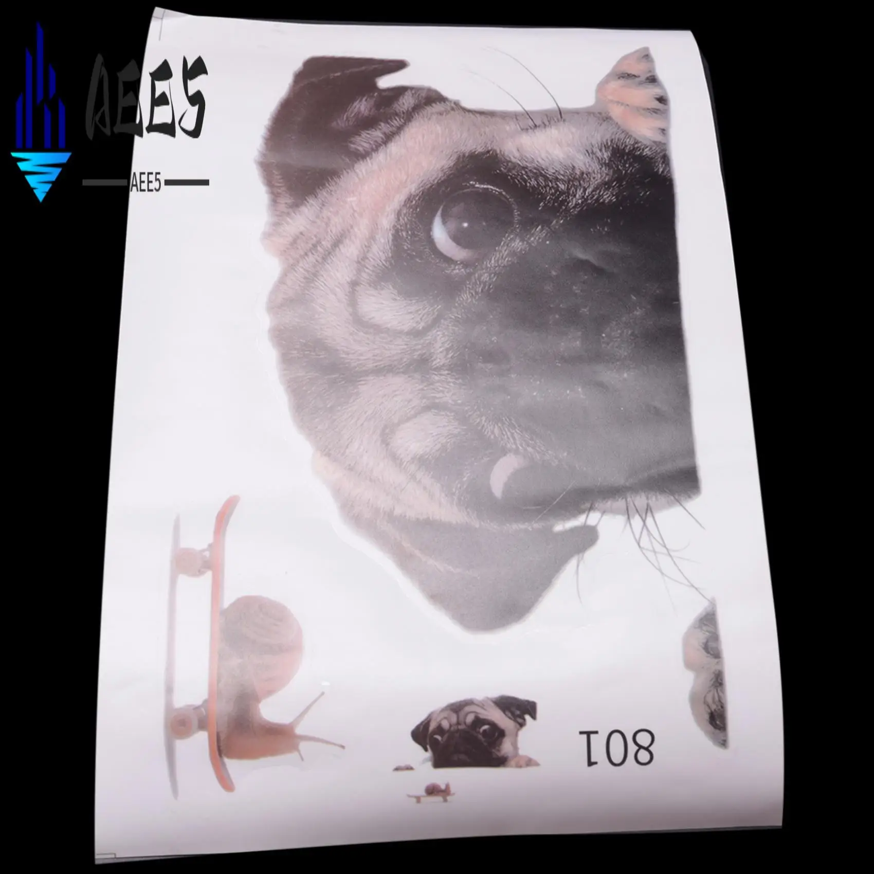 

AEE5-Funny Cute Pet Pug Dog Snail 3D Car Window Decals Home Wall Sticker Decoration