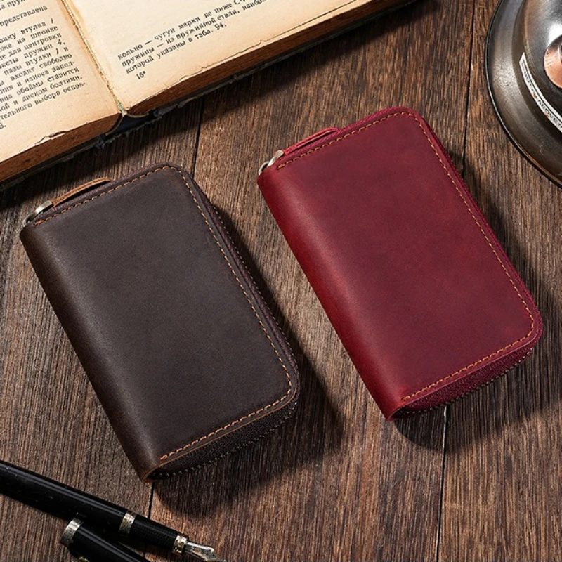 

Чехол-держатель для ключей из натуральной кожи — кошелек-органайзер для ключей на молнии с 6 крючками для ключей, наличных и карт — подарок для мужчин и женщин