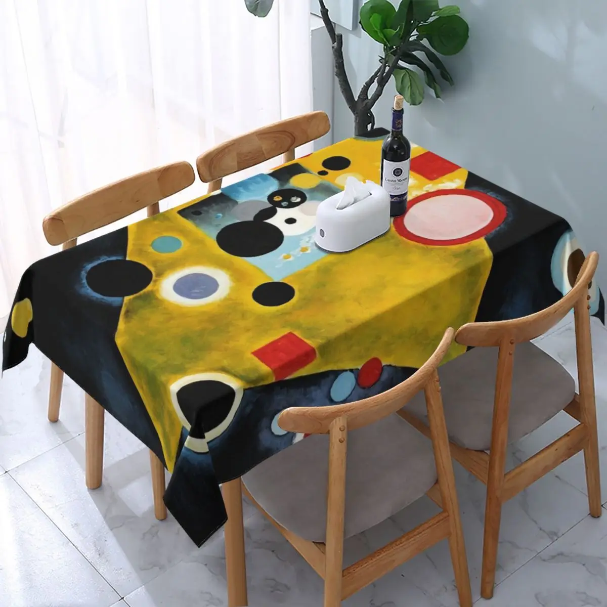 

Rectangular Tablecloth Tablecloth Fit 40"-44" Elastic Edge Table Cloth Abstract Modern Art Table Cover