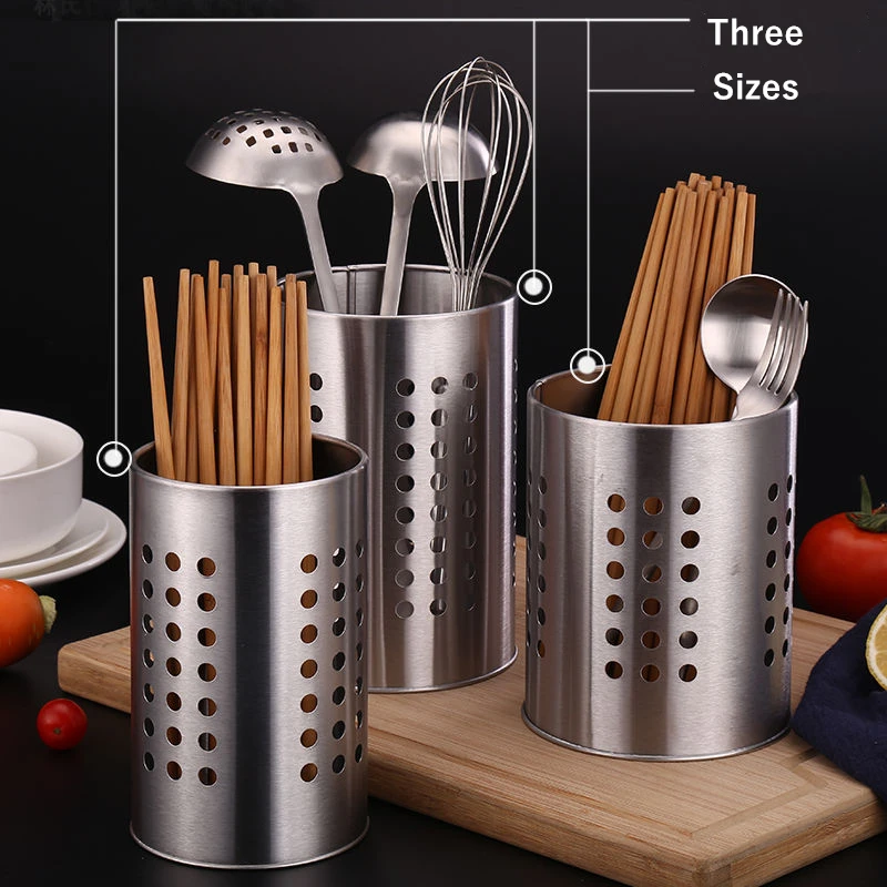 304 Stainless Steel Chopstick Rack Spoon Fork Cutlery Drainer Organizer Storage Holder Kitchen Accessories