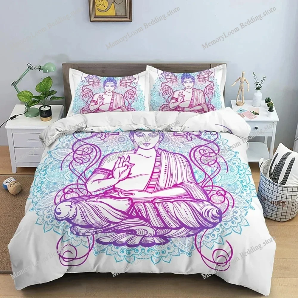 

Family Buddha Bedding Set Mandala Quilt Cover Luxury Twin King Size Bed Sets Bohemian Bedclothes With Pillowcase