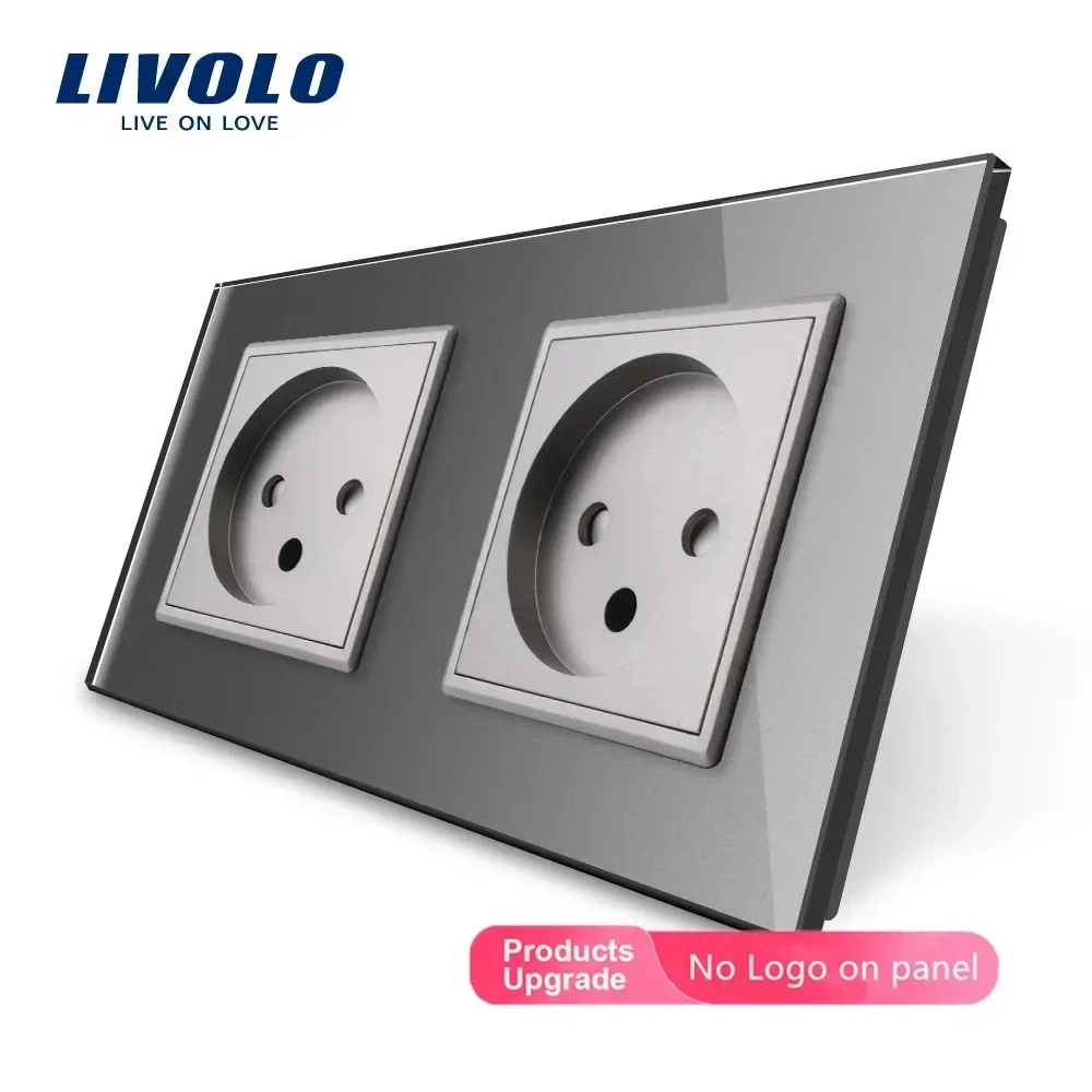 Livolo Double Israel Power Socket,Tempered Glass Panel, AC100~250V 16A Electrical Outlets,AC 100~250V,151*80mm*31mm