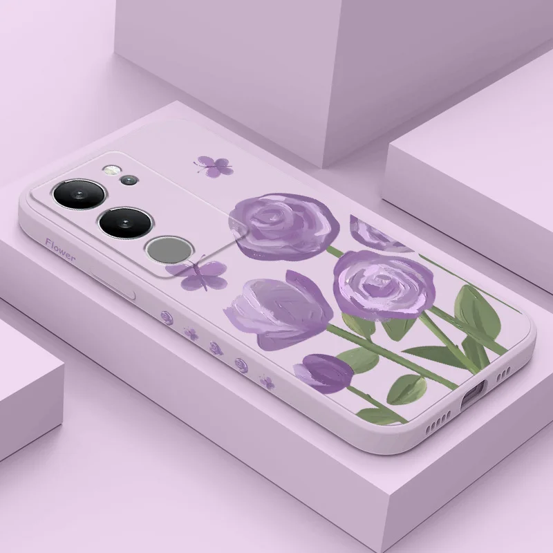 

Purple Rose Phone Case For VIVO V40 V30 V29 V29E V27 V27E V25 V25E V23 V23E V21 V20 Y20 Y12 Y21 Y22 Y50 Y35 Y76 Y36 Pro 4G 5G
