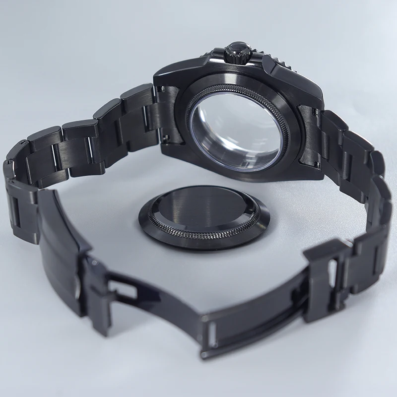 Pvd Nero 40mm 200m Impermeabile NH35 NH34 Cassa Dell'orologio Accessorio per NH35 NH36 NH70 Miyota8215 Eta2824 Movt GMT SUB Case 120 clic