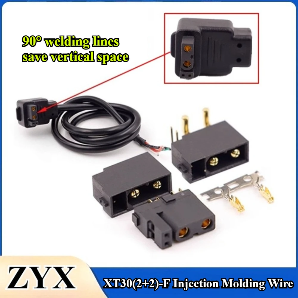

1Pcs XT30(2+2)-F Single/Double head Straight/Bent head Injection Molding Wire Length 50cm/100cm XT30 with Signal Pin Plug Cable