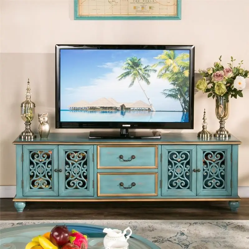 

Mediterranean 1.8-meter TV cabinet, two buckets and four doors 2-meter floor cabinet, bedroom, living room, low cabinet,