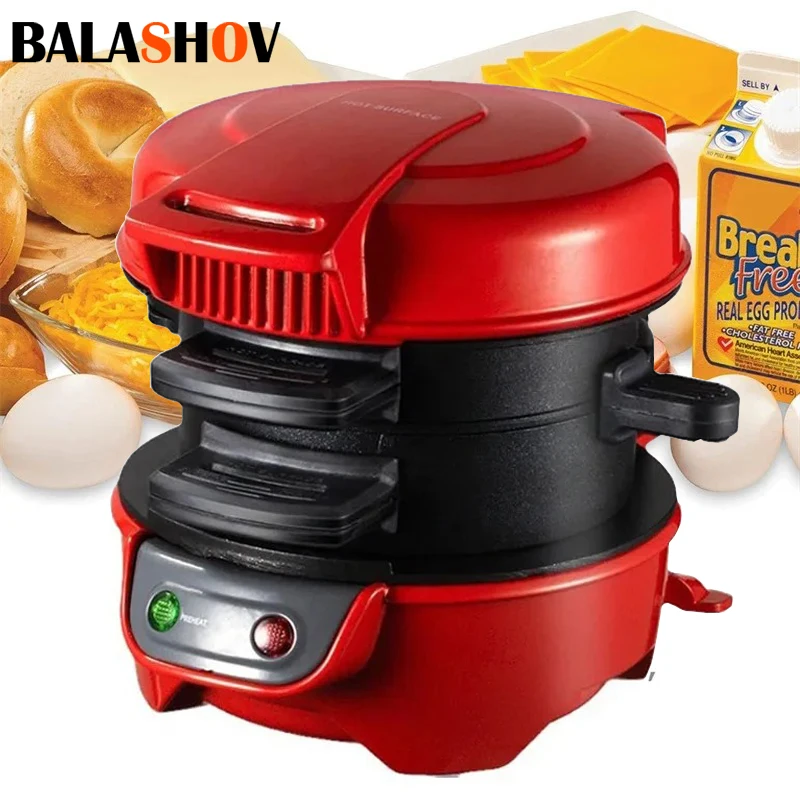 Macchina per la colazione domestica Mini tostapane portatile per panini di Amburgo con macchina per waffle ad anello antiaderente per fornello per uova